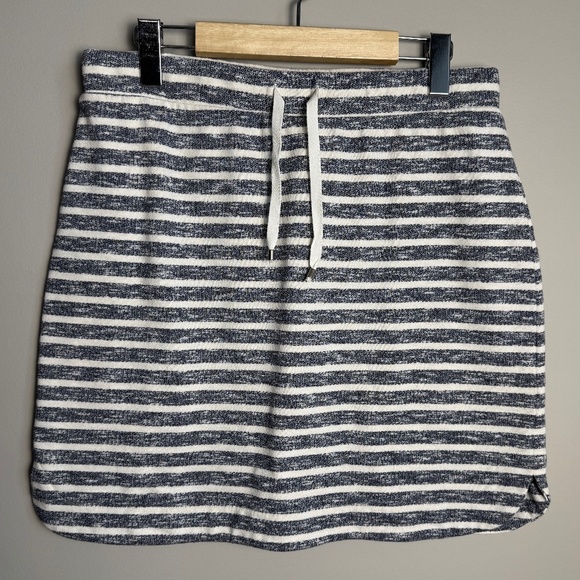 Kenji‎ Women's M French Terry Cotton Blend Skirt Pull-On Beach Gray/White Stripe - Picture 1 of 14